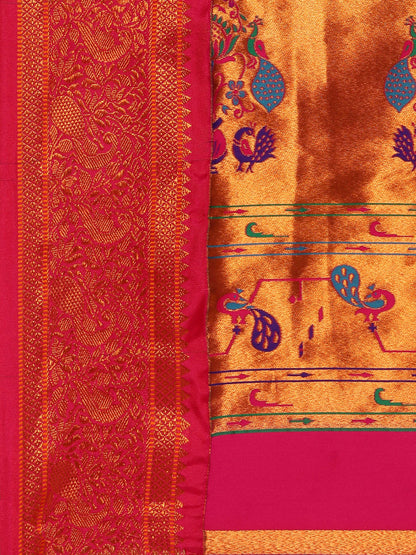 Mhalasa Rama & Pink Soft Silk Peshwai Nath Paithani Saree