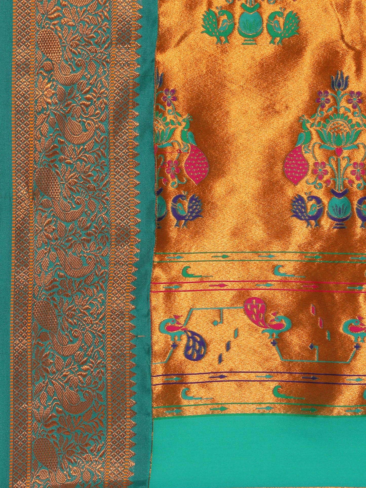 Mhalasa Popati & Rama Soft Silk Peshwai Nath Paithani Saree