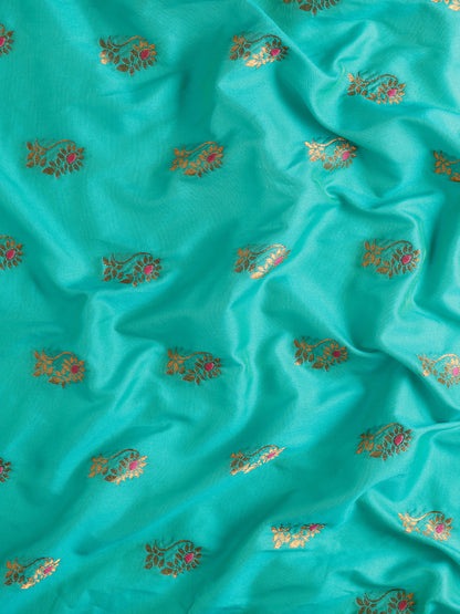 Ahilya Sea Green & Pink Soft Silk Peshwai Nath Paithani Saree