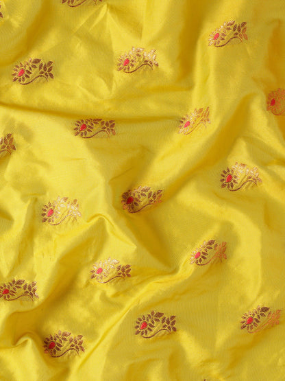 Sonkali Mustard & Red Soft Silk Peshwai Nath Paithani Saree