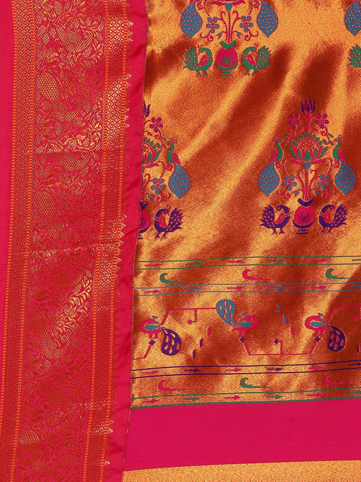 Sonkali Purple & Pink Soft Silk Peshwai Nath Paithani Saree