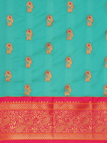 Sonkali Chintamani & Pink Soft Silk Peshwai Nath Paithani Saree