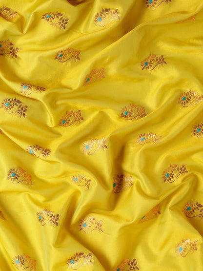 Sonkali Mustard & Rama Soft Silk Peshwai Nath Paithani Saree