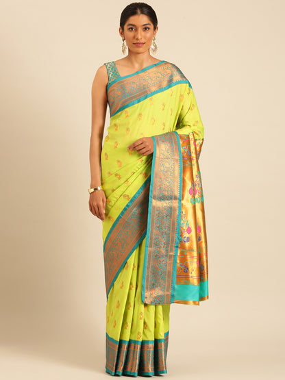 Sonkali Popati & Rama Soft Silk Peshwai Nath Paithani Saree