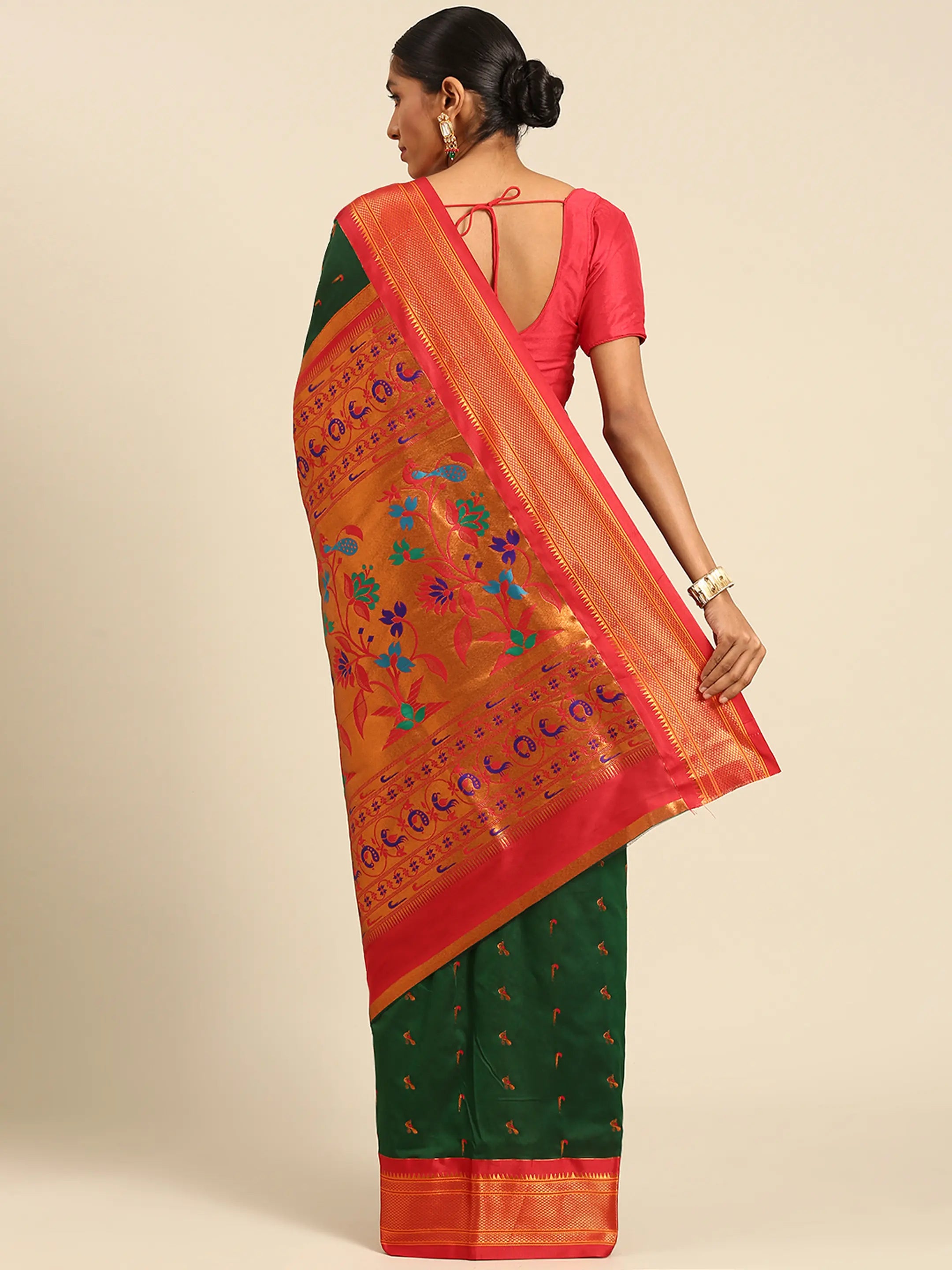 Muniya Paithani Saree Silk Blend | Muniya Peacock Meena Butti | Wedding Wear