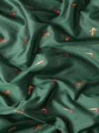 Muniya paithani saree silk blend in bottle green and red with muniya peacock meena butti - fabric view for wedding wear