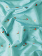 Muniya paithani saree silk blend in chintamani and red with muniya peacock meena butti - fabric view for wedding wear