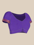 Muniya paithani saree silk blend in hot, pink and violet with muniya peacock meena butti - matching blouse piece view for wedding wear