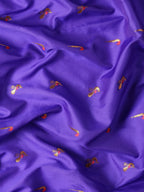 Muniya paithani saree silk blend in indigo blue and red with muniya peacock meena butti - fabric view for wedding wear