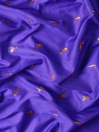 Muniya paithani saree silk blend in royal blue and red with muniya peacock meena butti - fabric view for wedding wear