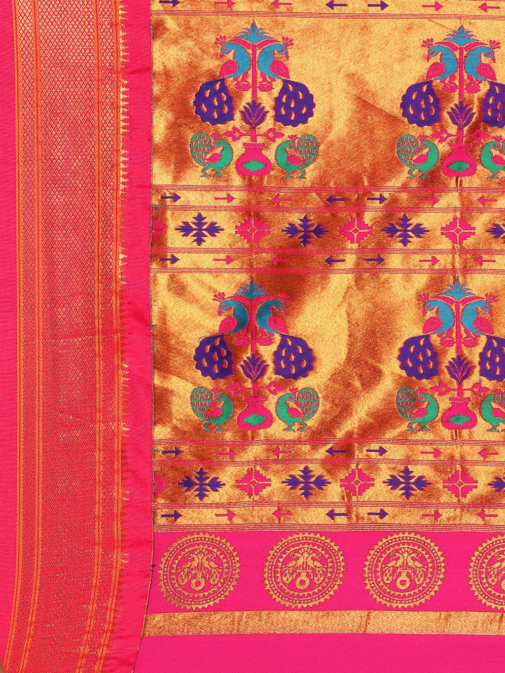 Muniya Paithani Saree Silk Blend | Parrot Motif Zari Work | Wedding Wear