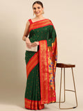 Muniya Paithani Saree Silk Blend | Parrot Motif Zari Work | Wedding Wear