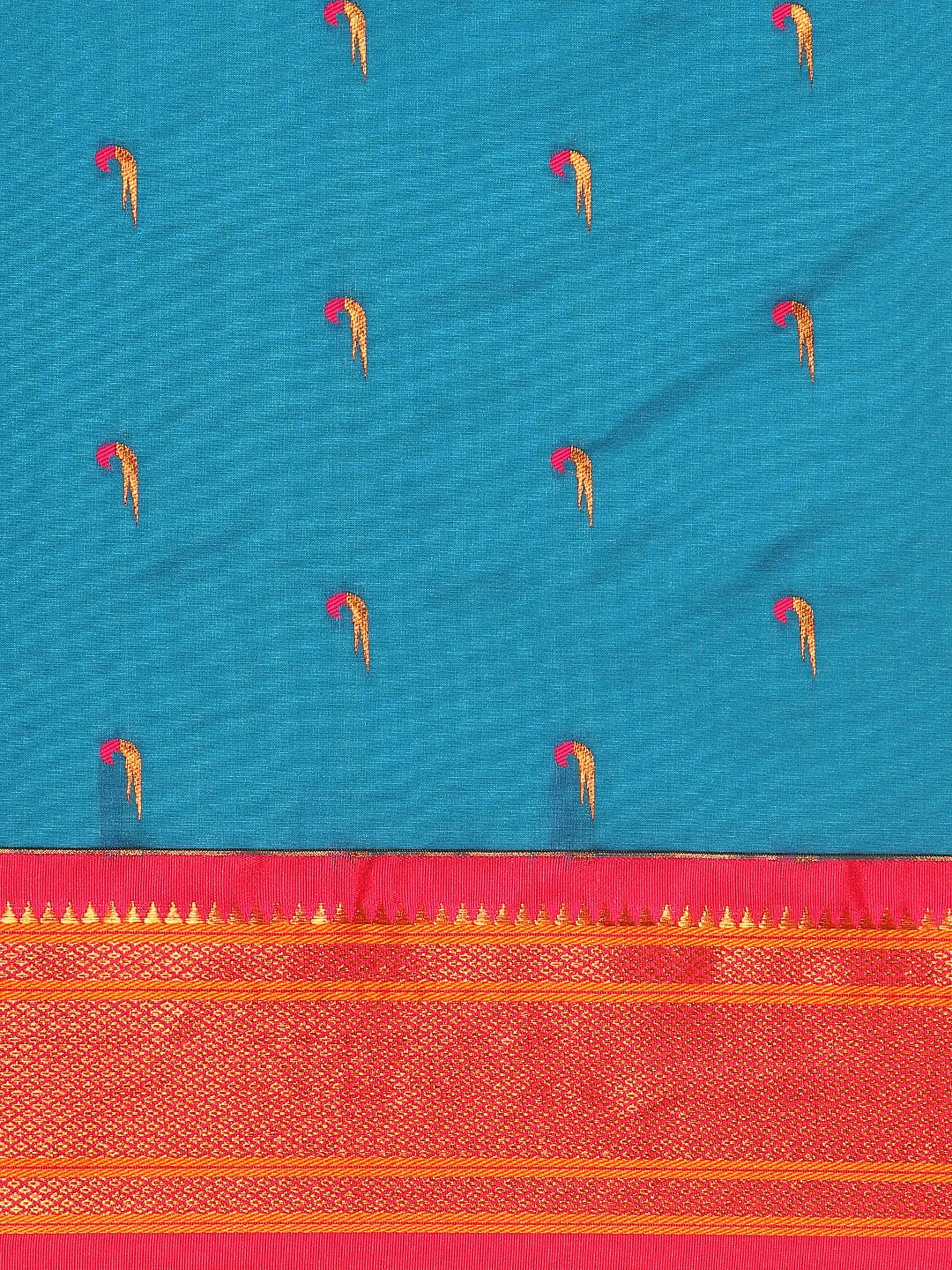 Muniya Paithani Saree Silk Blend | Parrot Motif Zari Work | Wedding Wear