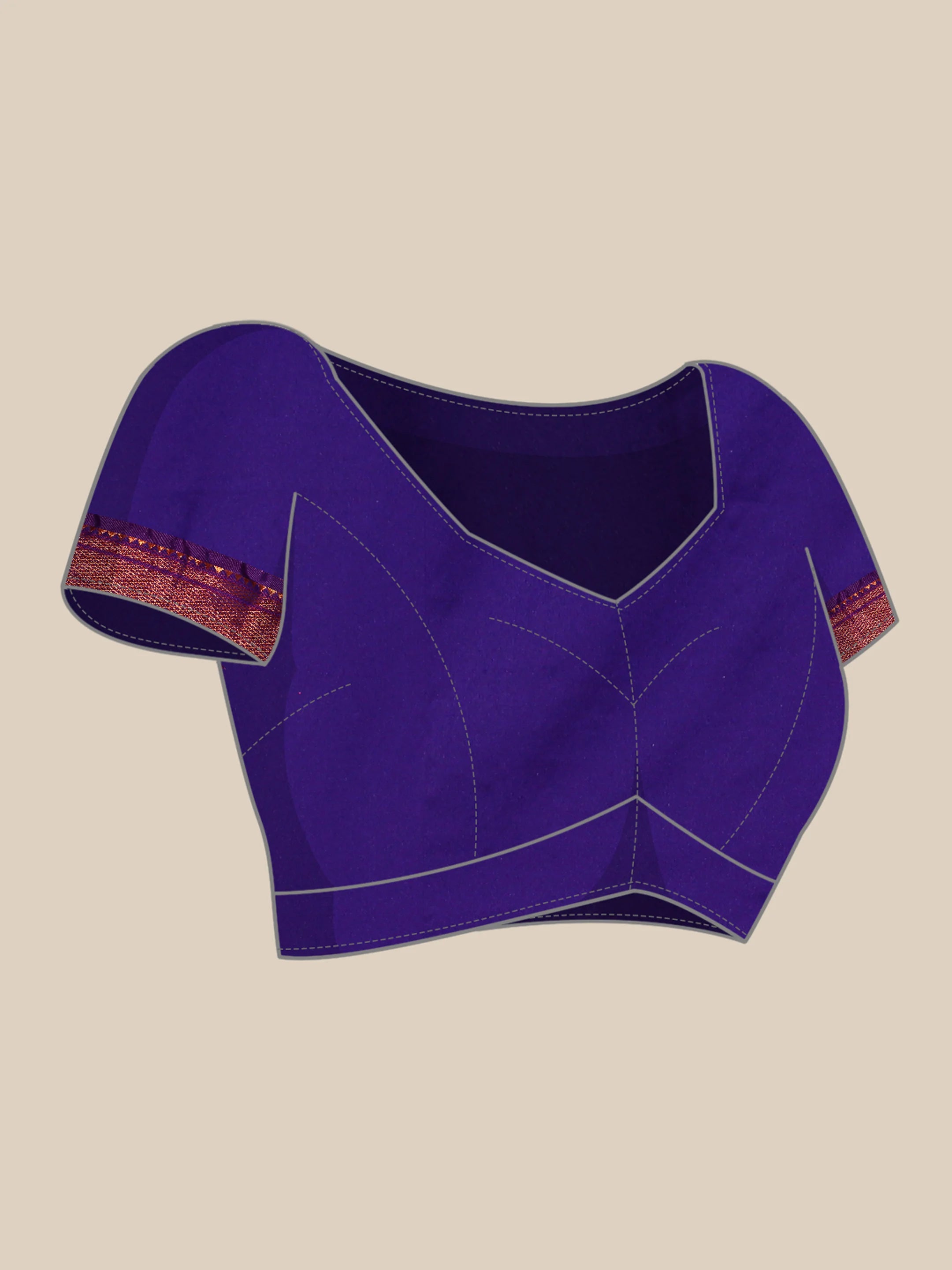 Muniya paithani saree silk blend in firozi and violet with parrot motif zari work - matching blouse piece view for wedding wear