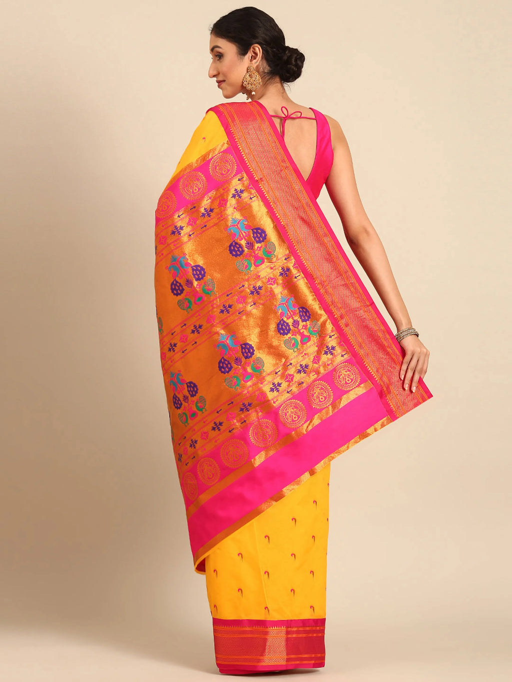 Muniya Paithani Saree Silk Blend | Parrot Motif Zari Work | Wedding Wear