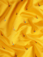 Muniya paithani saree silk blend in gold and rama with parrot motif zari work - fabric view for wedding wear
