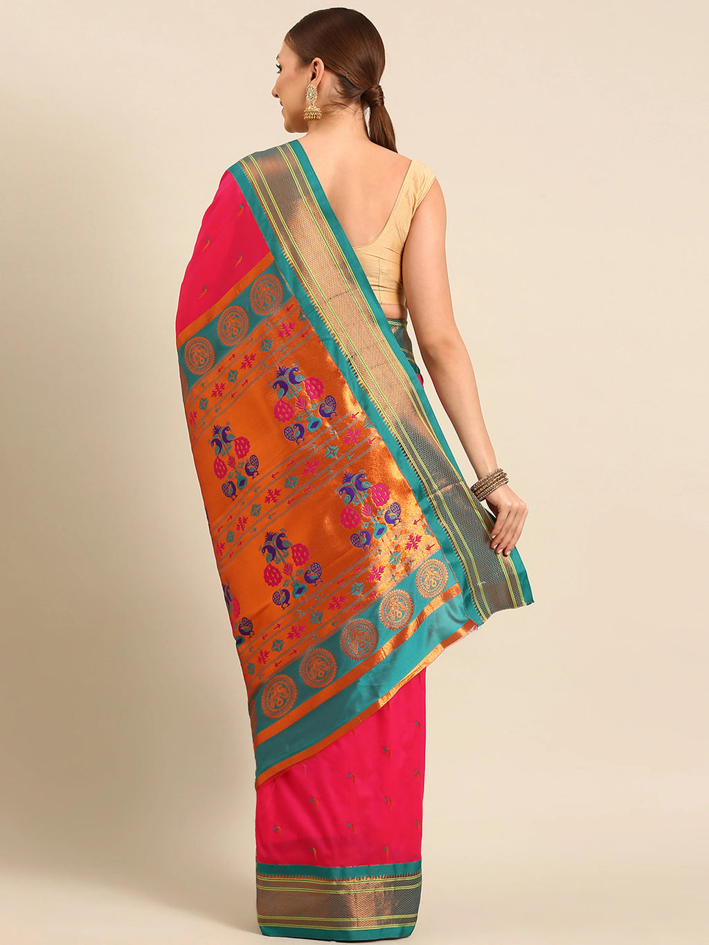 Muniya Paithani Saree Silk Blend | Parrot Motif Zari Work | Wedding Wear