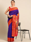 Muniya Paithani Saree Silk Blend | Parrot Motif Zari Work | Wedding Wear