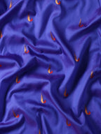 Muniya paithani saree silk blend in indigo blue and red with parrot motif zari work - fabric view for wedding wear