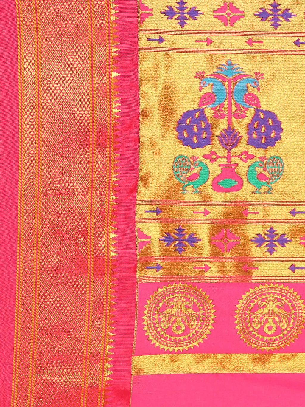 Muniya Paithani Saree Silk Blend | Parrot Motif Zari Work | Wedding Wear