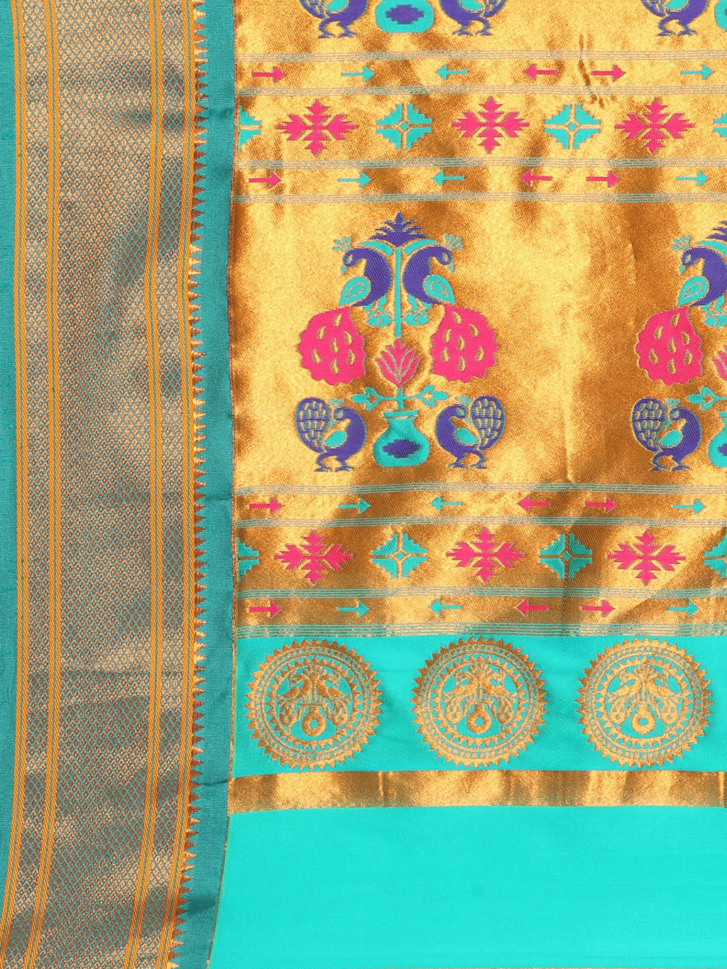 Muniya Paithani Saree Silk Blend | Parrot Motif Zari Work | Wedding Wear