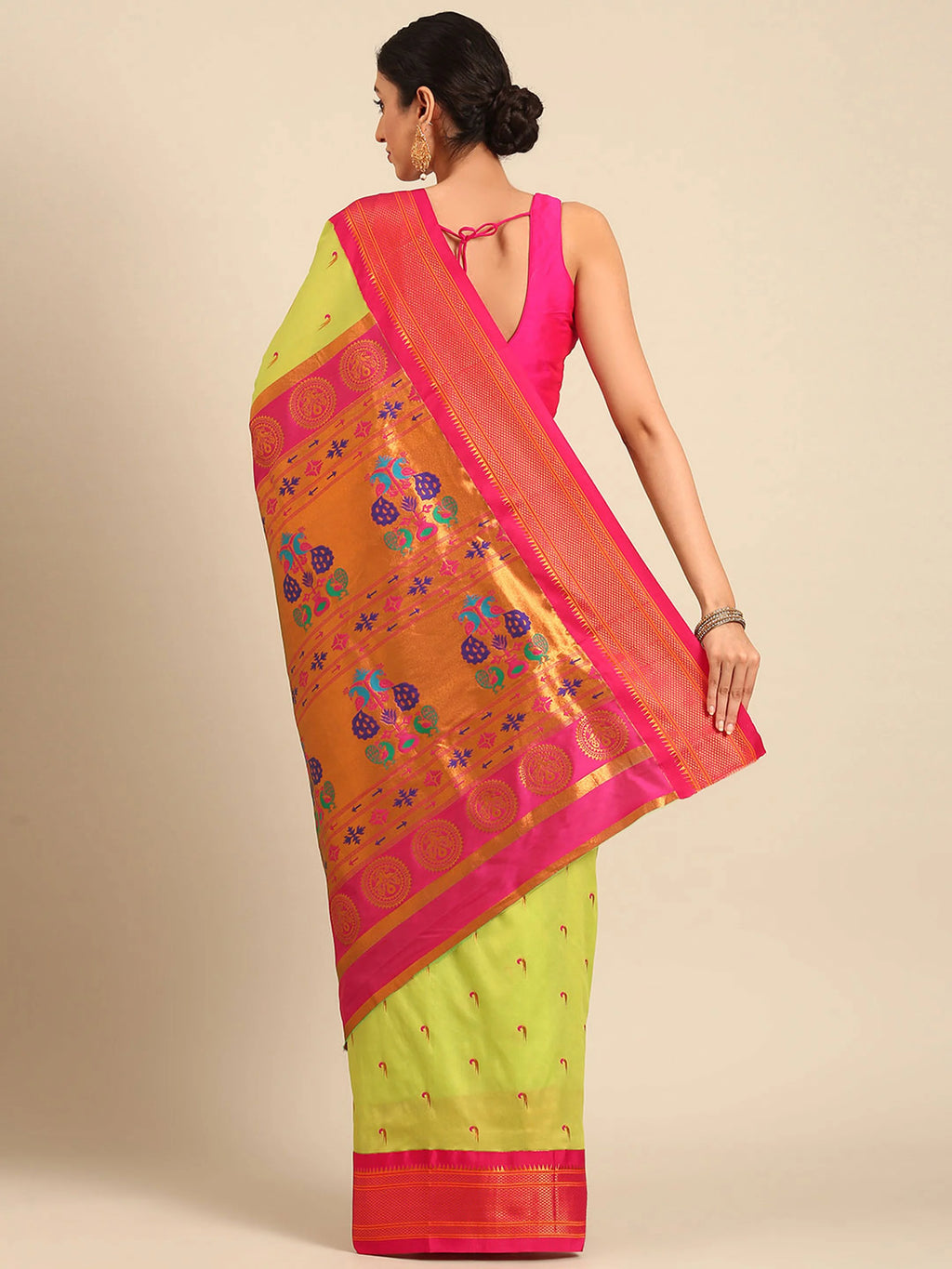 Muniya Paithani Saree Silk Blend | Parrot Motif Zari Work | Wedding Wear