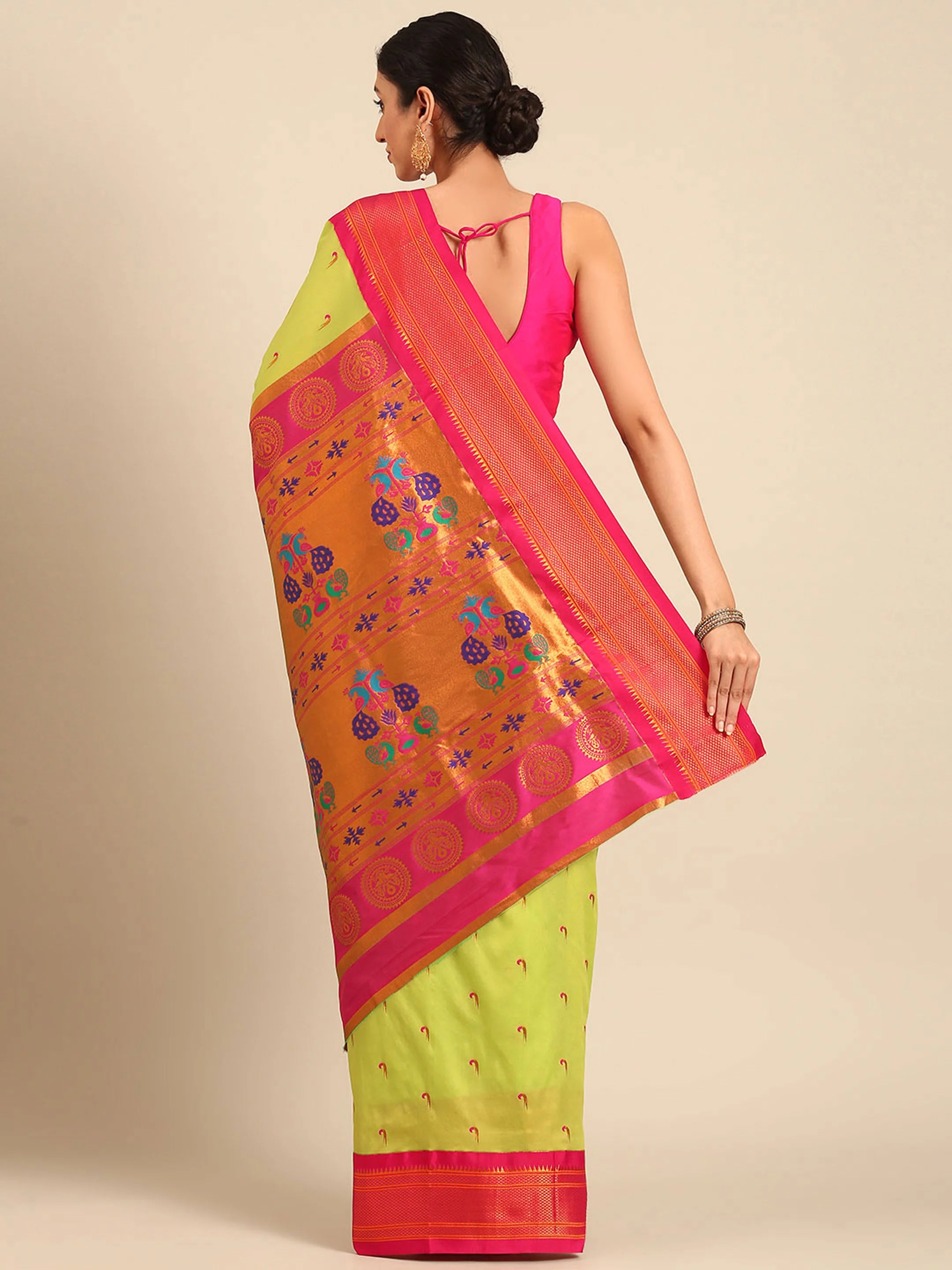 Muniya Paithani Saree Silk Blend | Parrot Motif Zari Work | Wedding Wear