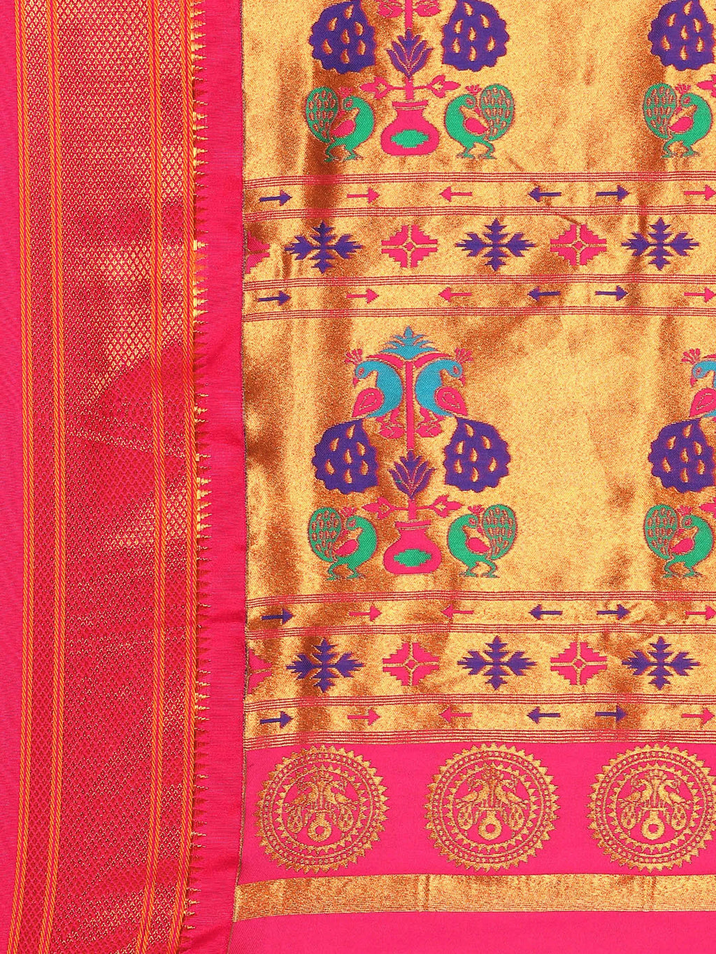 Muniya Paithani Saree Silk Blend | Parrot Motif Zari Work | Wedding Wear