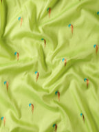 Muniya paithani saree silk blend in popati and rama with parrot motif zari work - fabric view for wedding wear