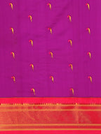 Muniya paithani saree silk blend in purple and pink with parrot motif zari work - body fabric detail showing motif design for wedding wear