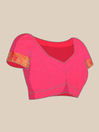 Muniya paithani saree silk blend in purple and pink with parrot motif zari work - matching blouse piece view for wedding wear