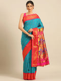 Muniya Paithani Saree Silk Blend | Parrot Motif Zari Work | Wedding Wear