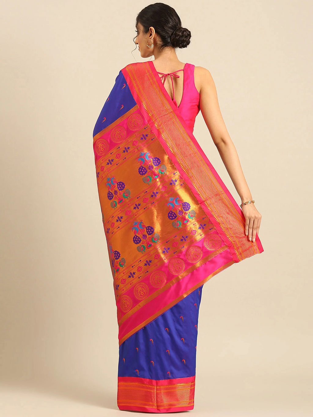 Muniya Paithani Saree Silk Blend | Parrot Motif Zari Work | Wedding Wear