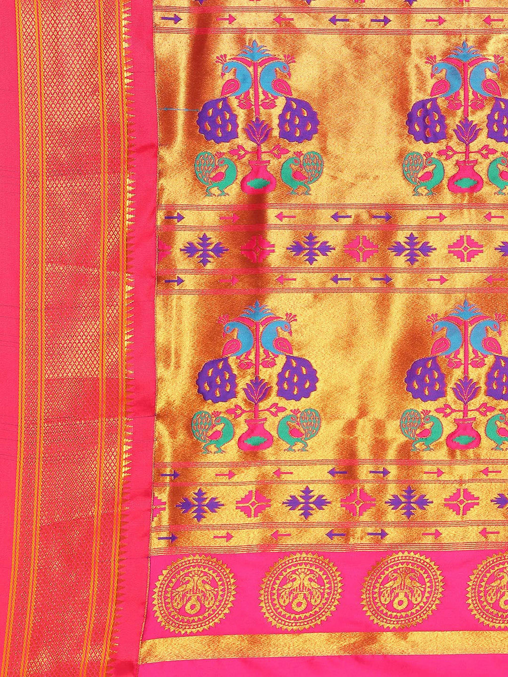Muniya Paithani Saree Silk Blend | Parrot Motif Zari Work | Wedding Wear