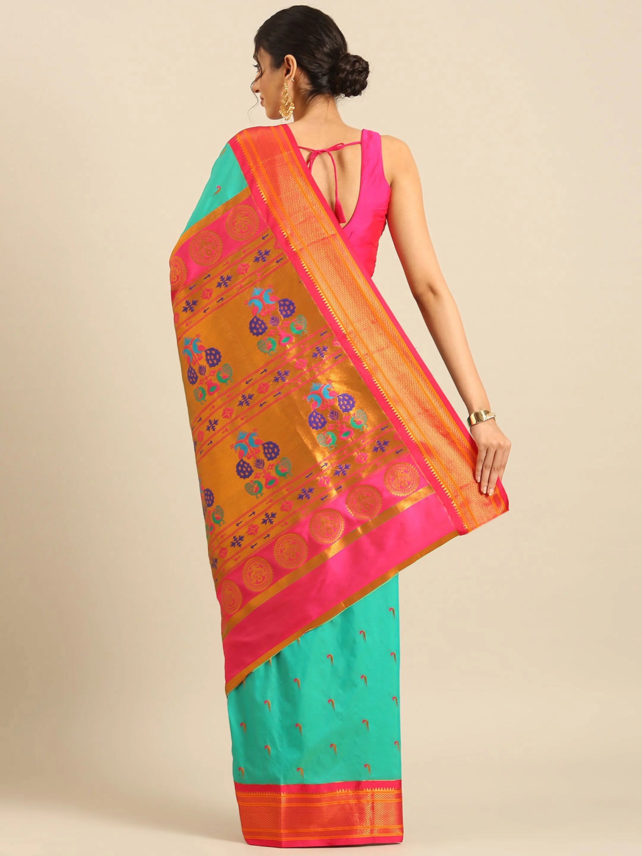 Muniya Paithani Saree Silk Blend | Parrot Motif Zari Work | Wedding Wear