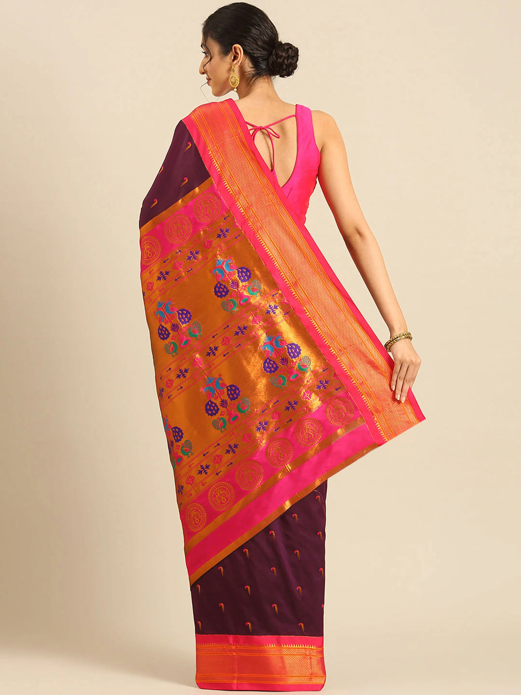 Muniya Paithani Saree Silk Blend | Parrot Motif Zari Work | Wedding Wear