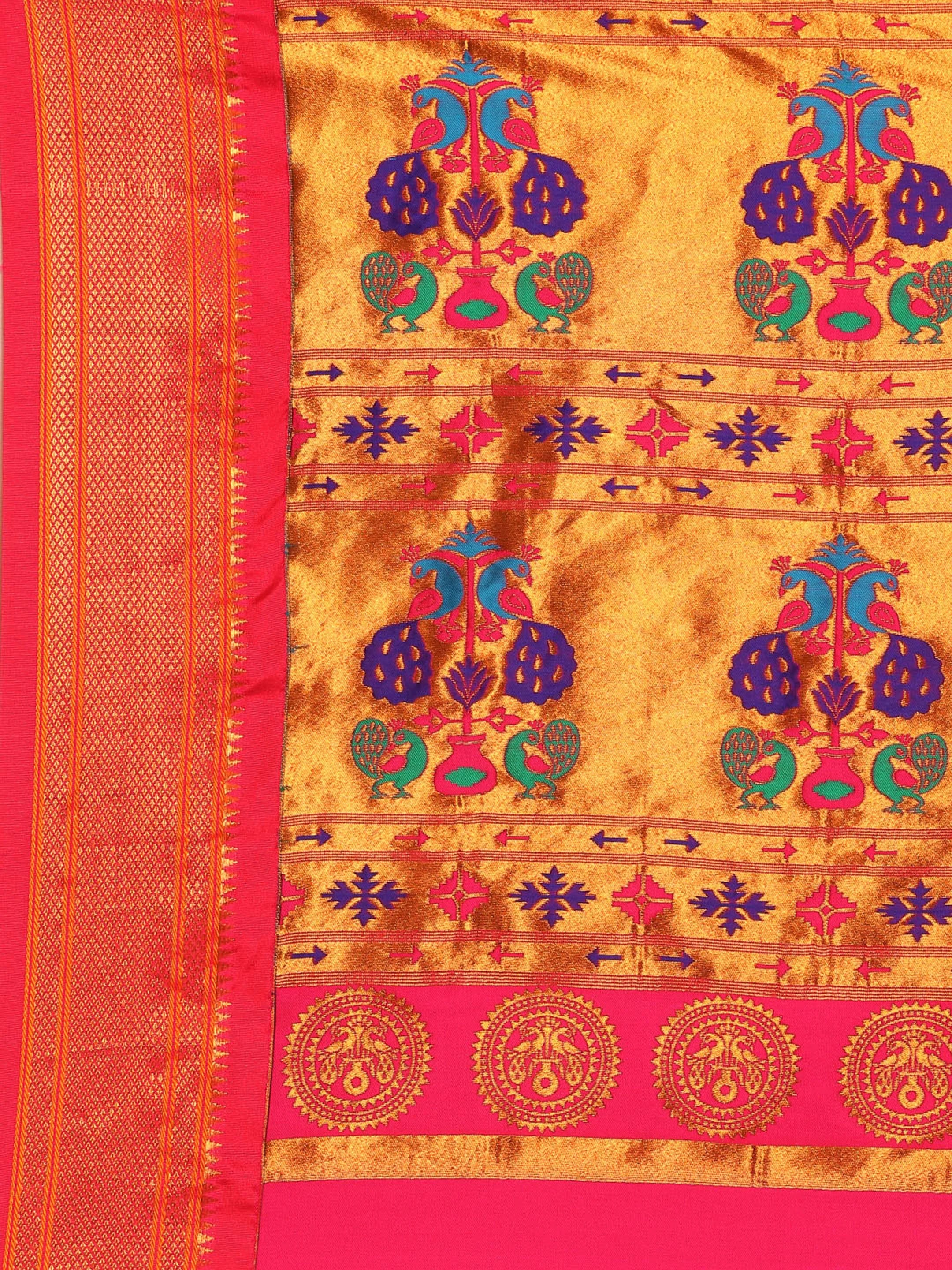 Muniya Paithani Saree Silk Blend | Parrot Motif Zari Work | Wedding Wear