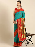 Muniya Paithani Saree Silk Blend | Floral Meena Butti | Wedding Wear