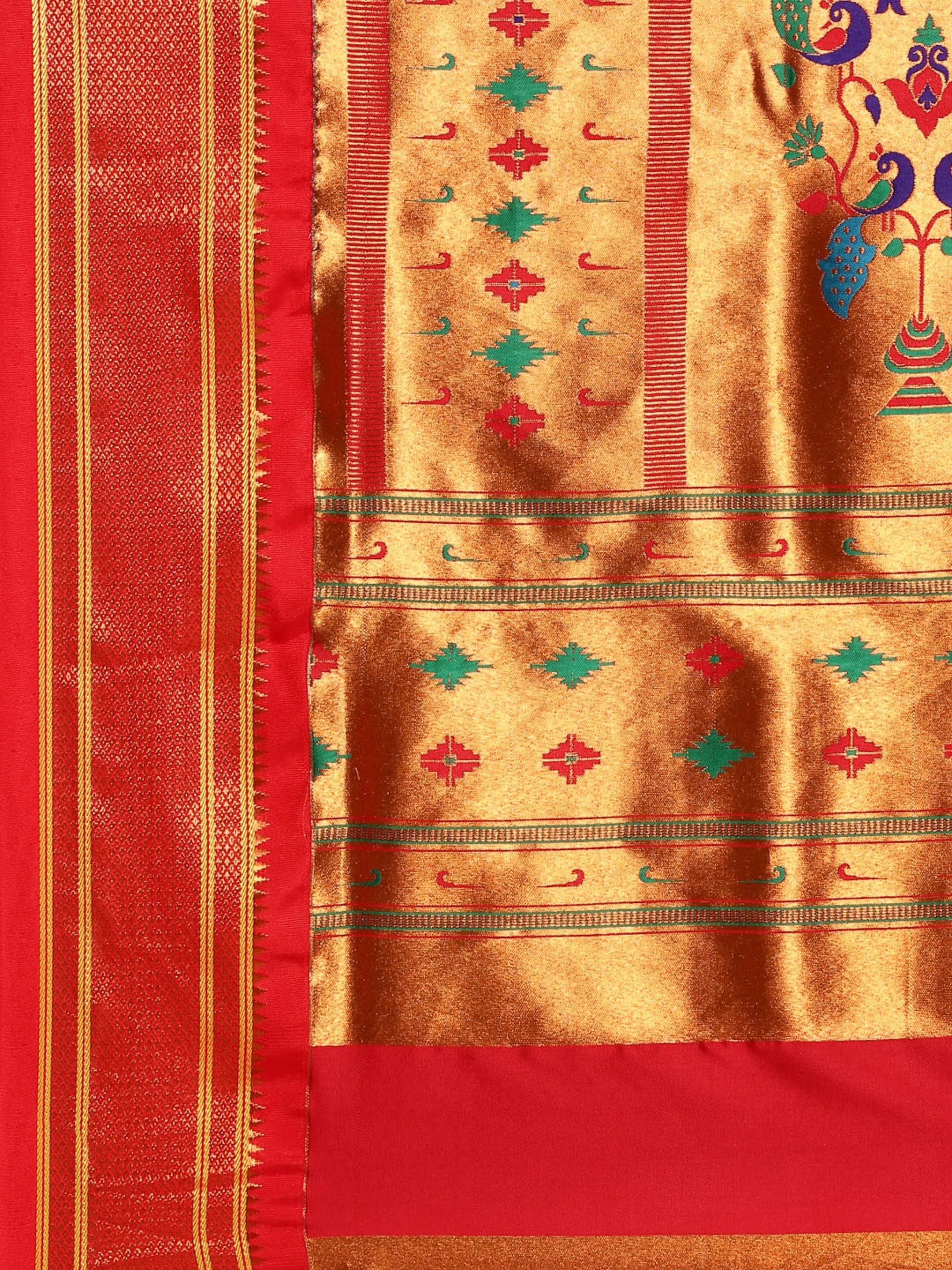 Muniya Paithani Saree Silk Blend | Floral Meena Butti | Wedding Wear