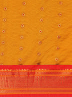 Muniya paithani saree silk blend in khaki and red with floral meena butti - body fabric detail showing motif design for wedding wear