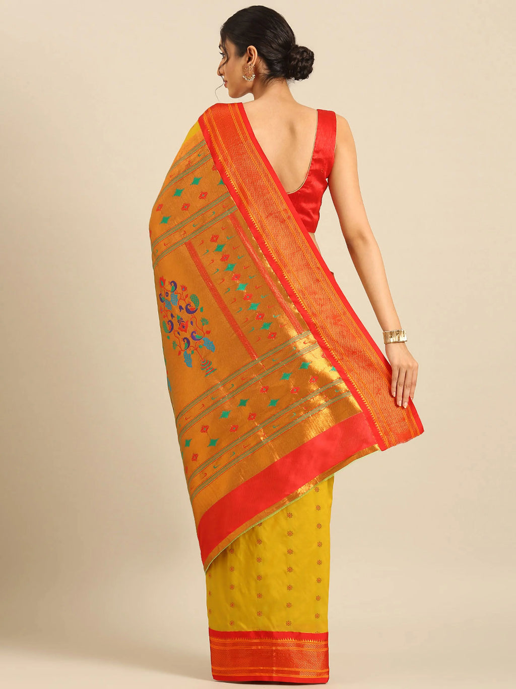 Muniya Paithani Saree Silk Blend | Floral Meena Butti | Wedding Wear