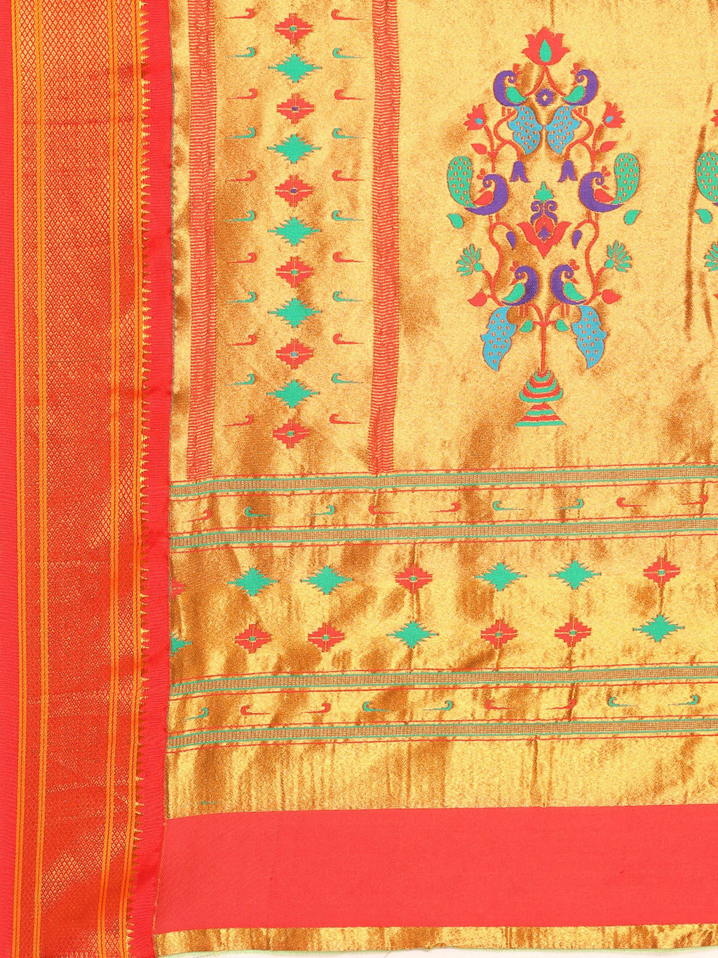 Muniya Paithani Saree Silk Blend | Floral Meena Butti | Wedding Wear