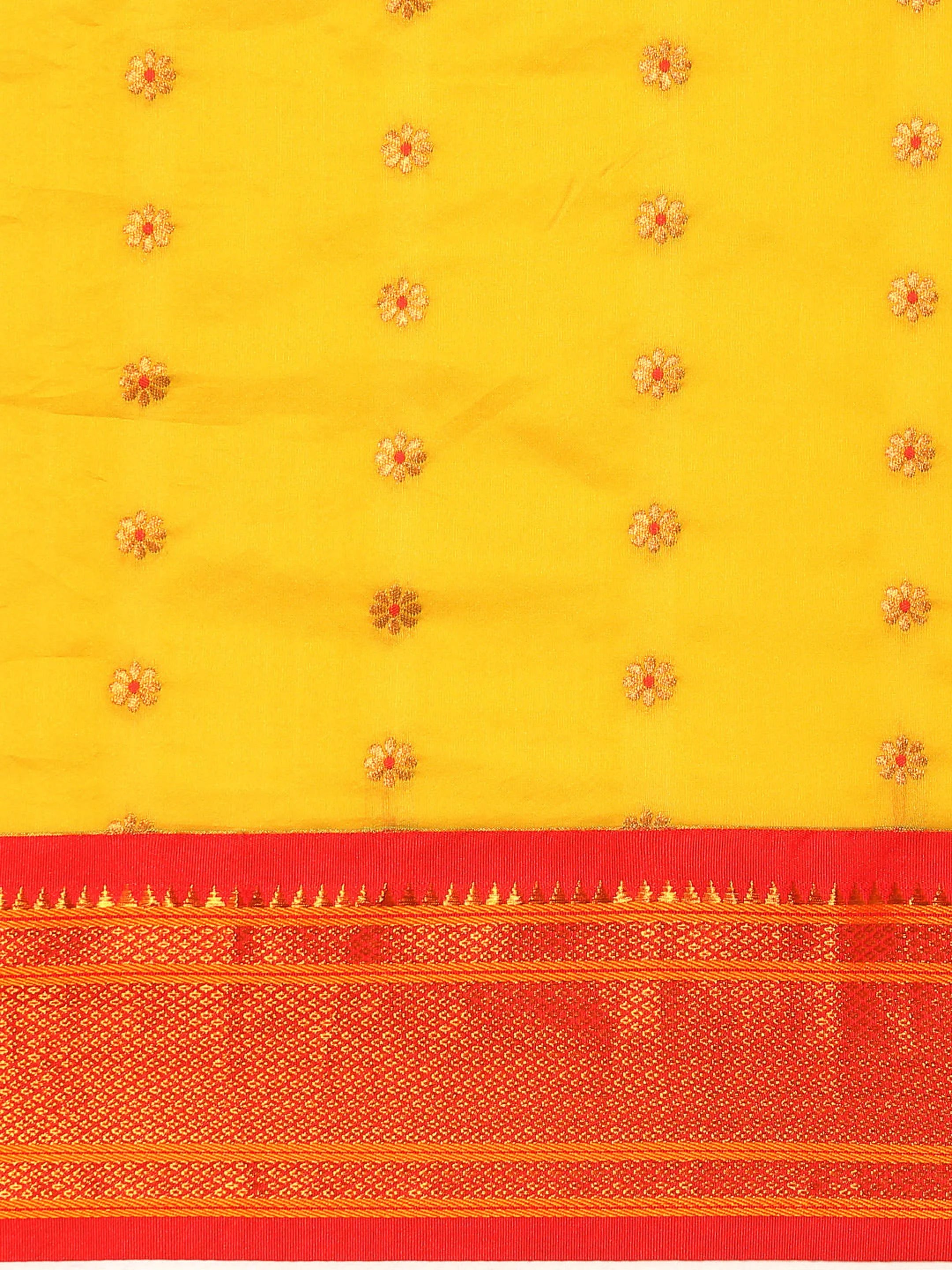 Muniya Paithani Saree Silk Blend | Floral Meena Butti | Wedding Wear