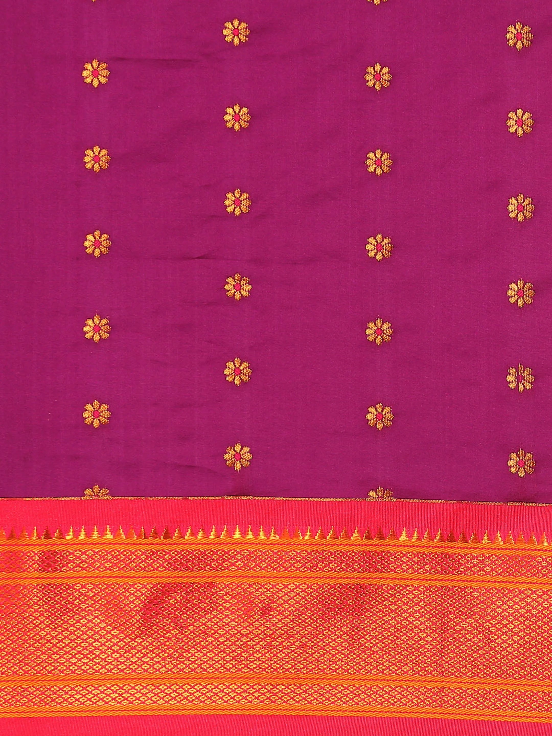 Muniya Paithani Saree Silk Blend | Floral Meena Butti | Wedding Wear