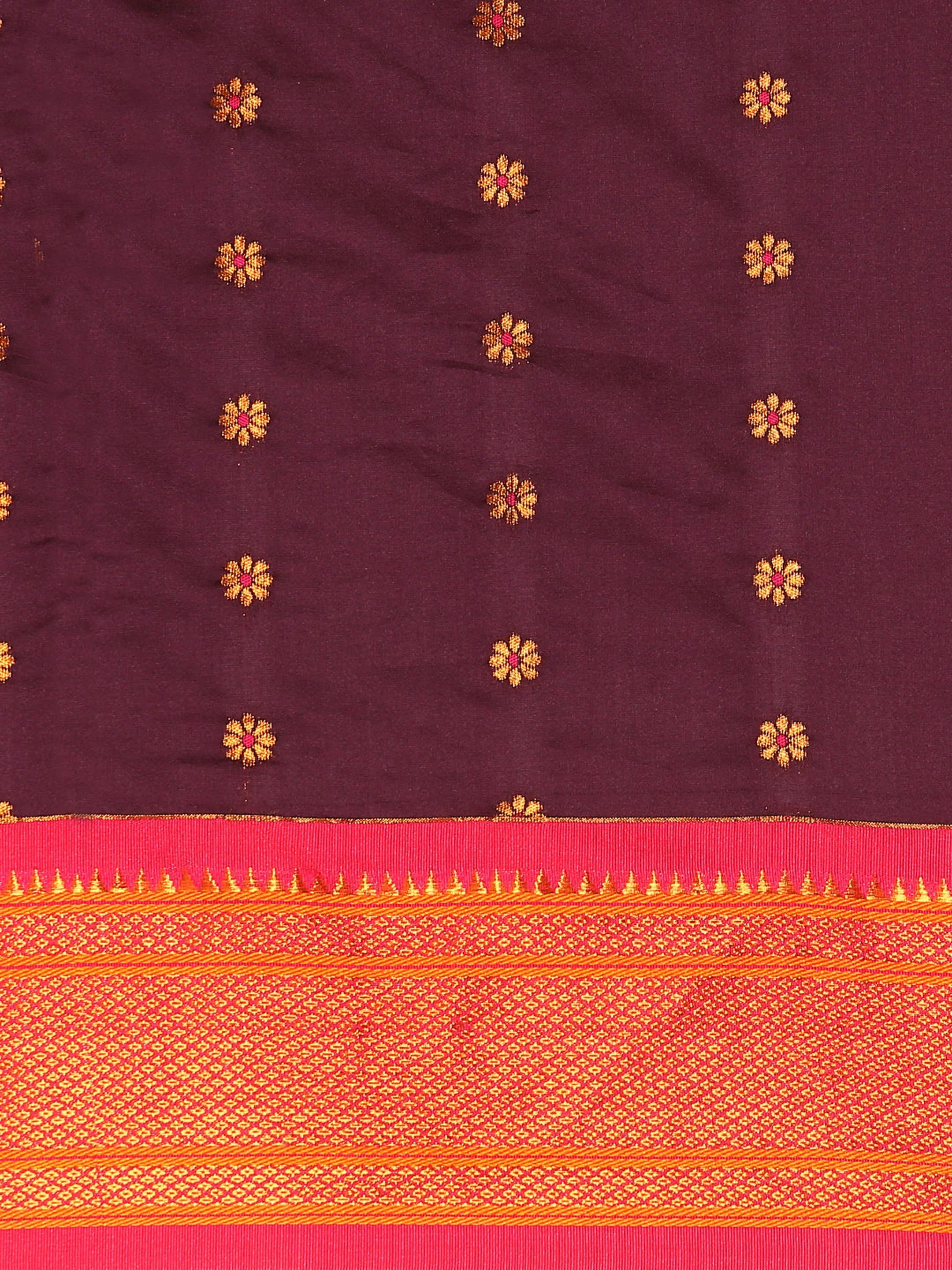 Muniya Paithani Saree Silk Blend | Floral Meena Butti | Wedding Wear