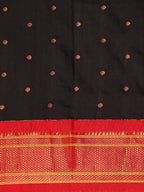 Maharani paithani saree silk blend in black & red with polka butta design saree for wedding and festive wear