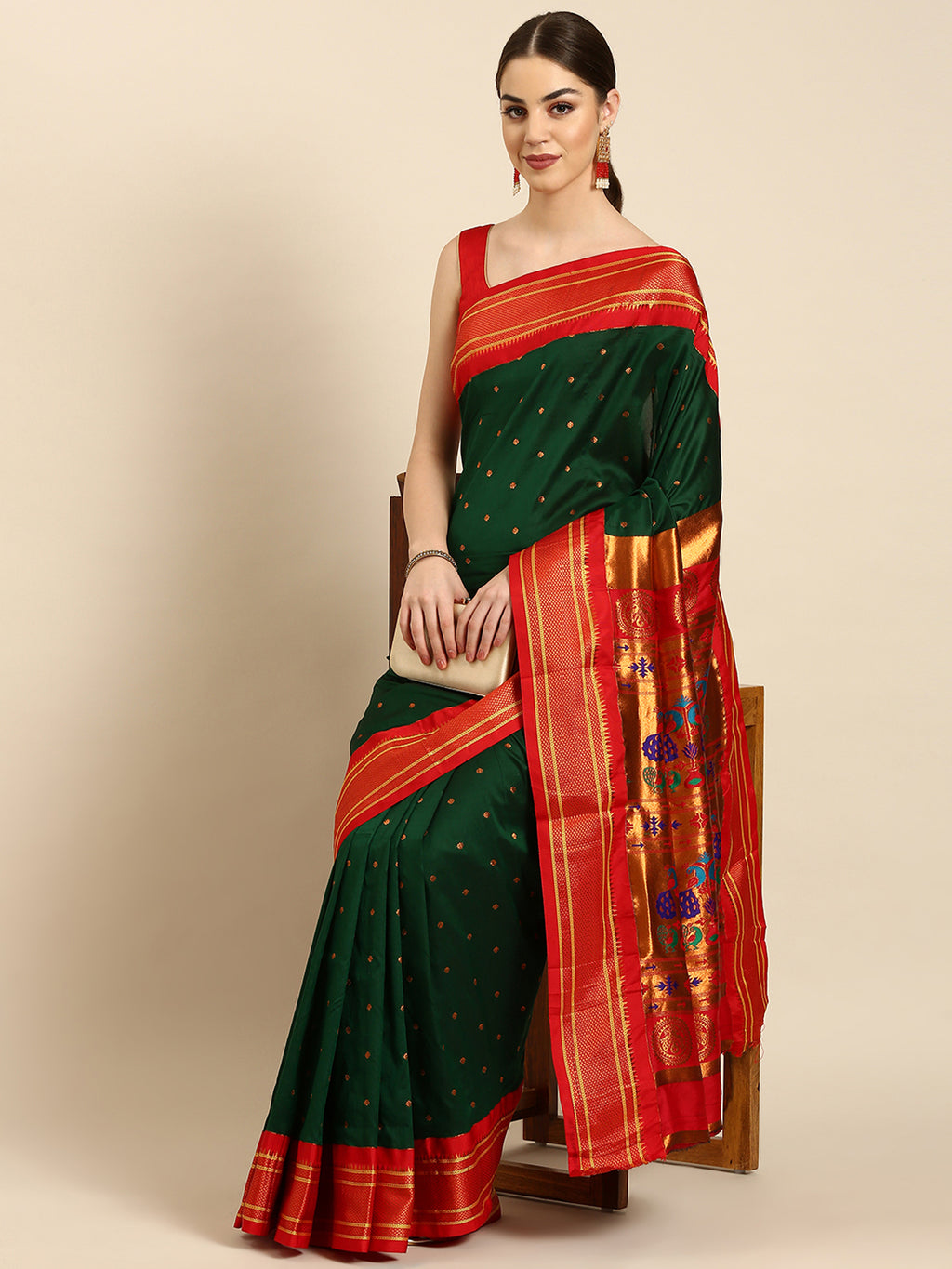 Maharani Paithani Saree Silk Blend | Polka Butta Design | Wedding Wear