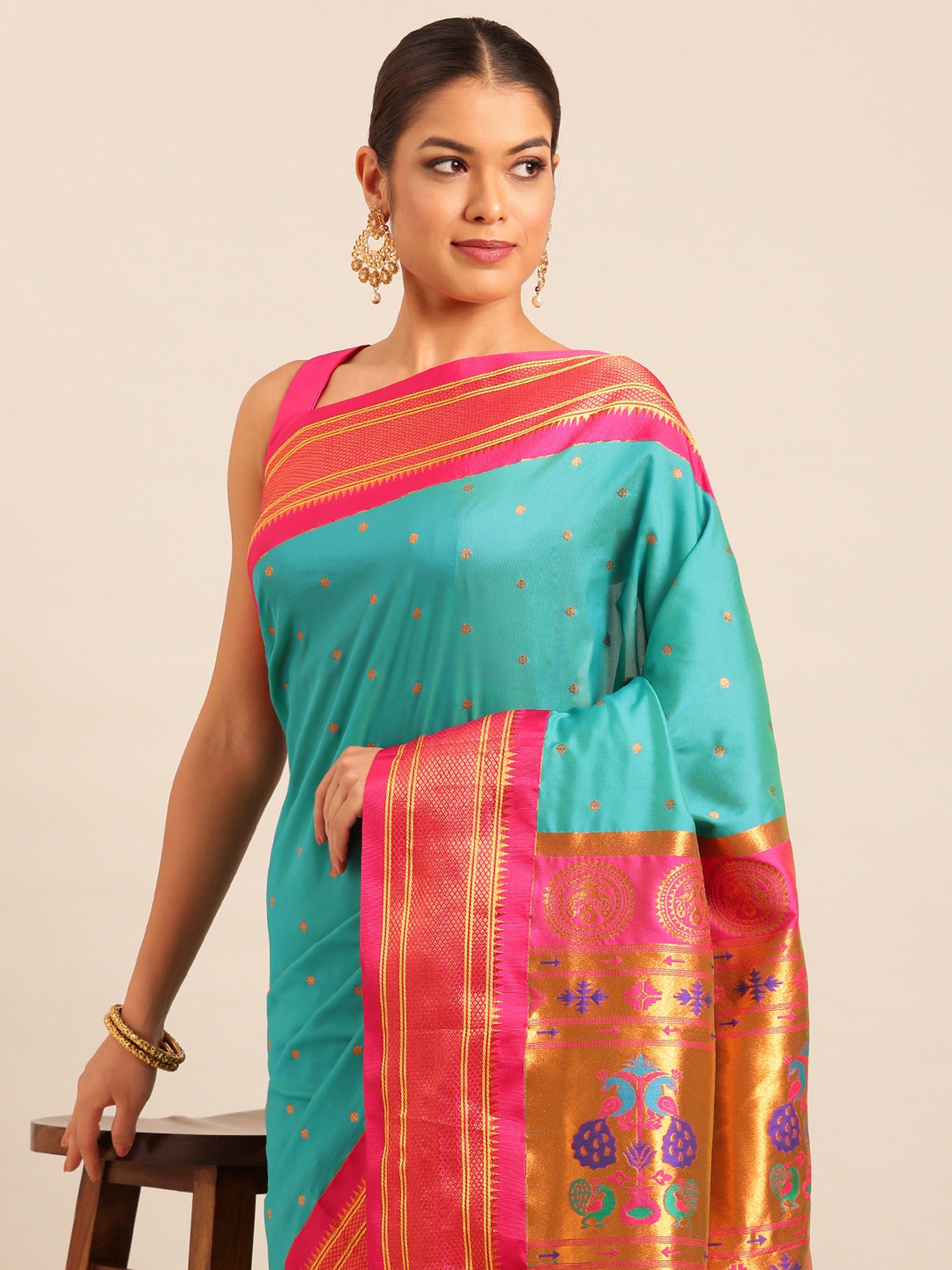 Maharani Paithani Saree Silk Blend | Polka Butta Design | Wedding Wear