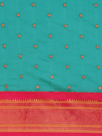 Maharani paithani saree silk blend in chintamani & pink with polka butta design saree for wedding and festive wear