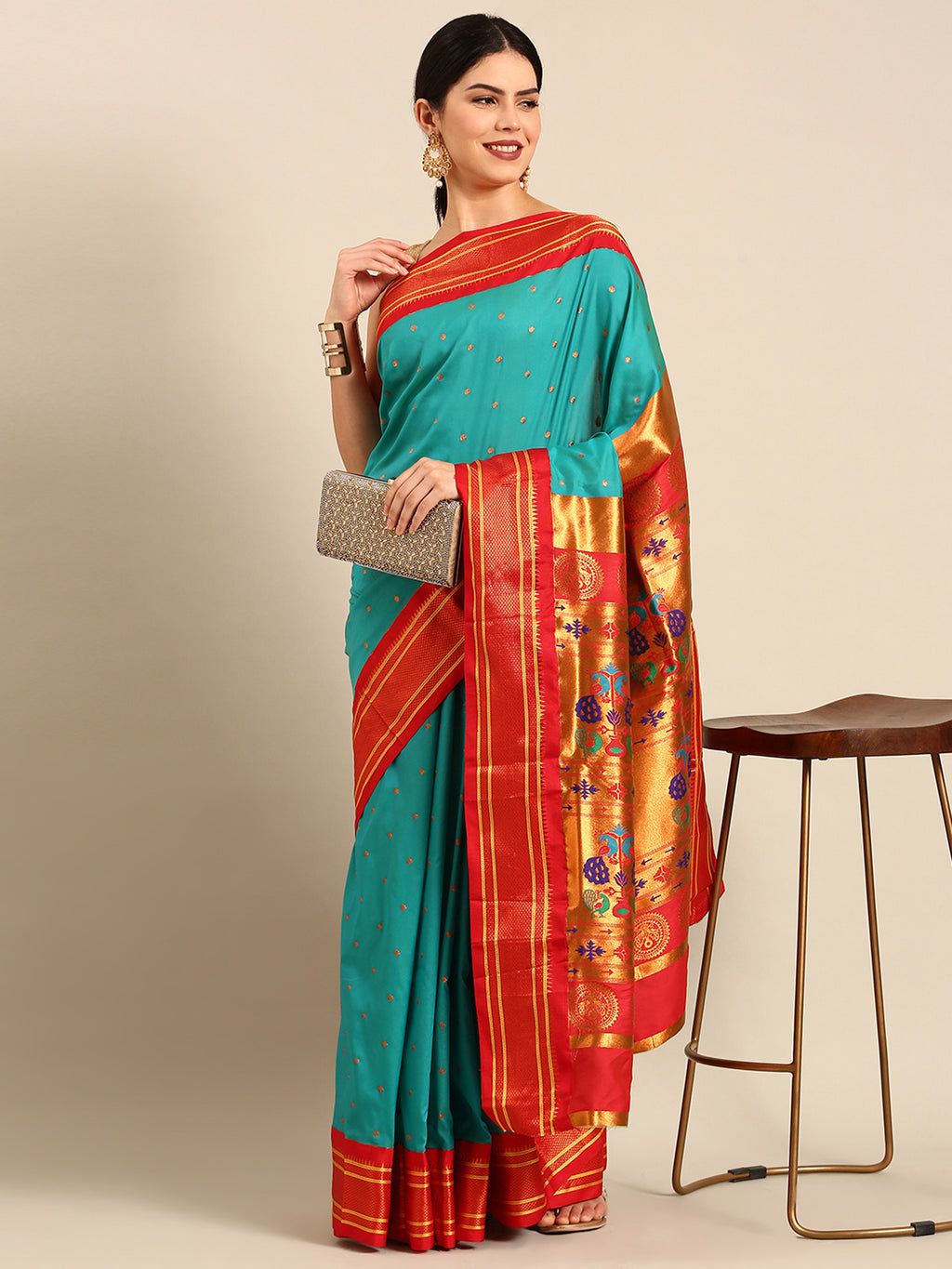 Maharani Paithani Saree Silk Blend | Polka Butta Design | Wedding Wear
